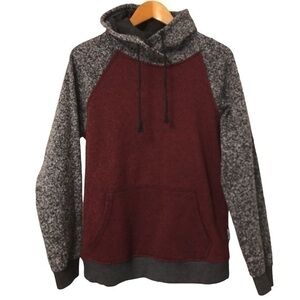 Brooklyn Cloth Hoodie Sweatshirt Burgundy & Grey Size S